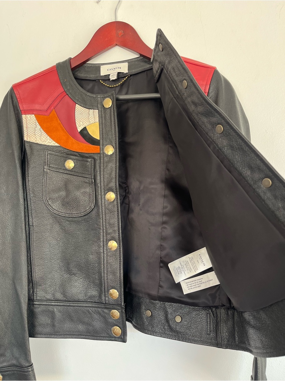 COACH Genuine Leather Black Women's Moto Jacket Applique Yoke, size 4 Turkey - Picture 8 of 9